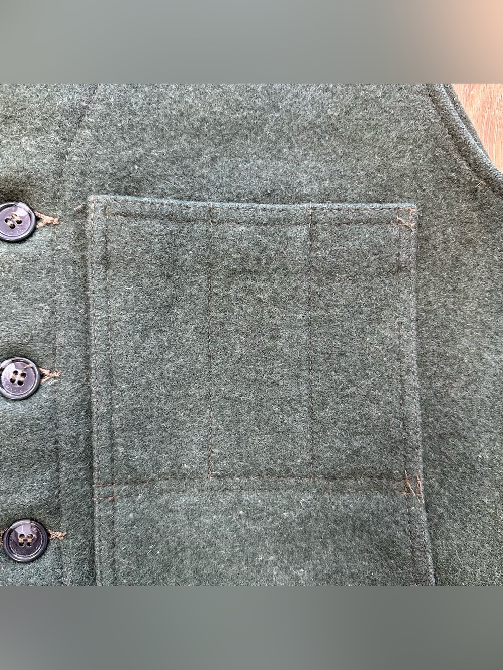VTG Filson Mackinaw 100% Wool Vest Made in USA, Forest Green, Size 44 (Large) - Picture 3 of 7